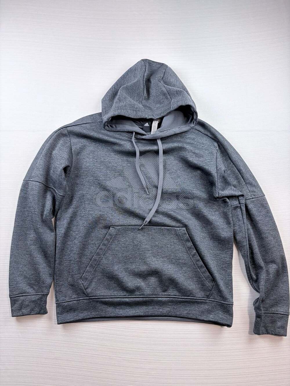Adidas Climawarm Pullover Hoodie Size M Heather Gray Athletic Sweatshirt
